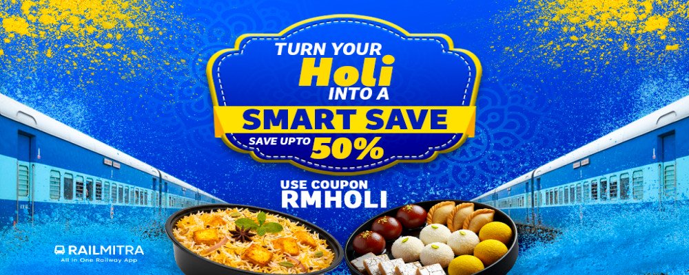 Holi Offer Save upto 50% on Train Food Orders